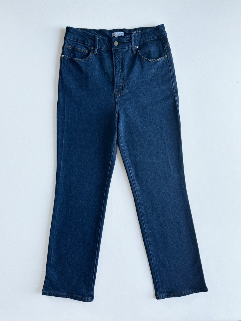 Good American Curve Straight Super High Dark Blue Jeans 10/30 (📏 29x27.5)